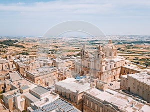 Aerial view of the fortified capital city of Malta