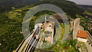 Aerial view of Fortress of Deva, Romania