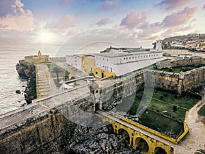 Aerial view of fortress in Peniche, Leiria, Portugal