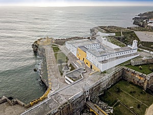 Aerial view of fortress in Peniche, Leiria, Portugal