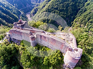 Aerial view of Fortress Poenari, Romania