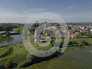 Aerial view of the fortress town of Heusden, province of \'Noord-Brabant\', the Netherlands