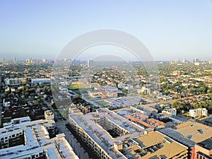 Aerial view Fourth Ward district west of downtown Houston, Texas