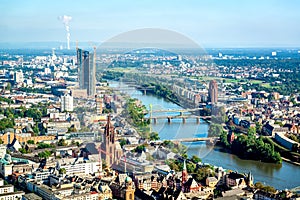 Aerial view of Frankfurt am Main city, Germany