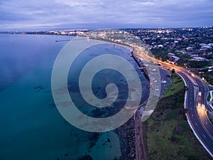 Aerial view of Frankston foreshore at dusk photo