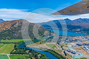 Aerial view of Frankton district of Queenstown in New Zealand