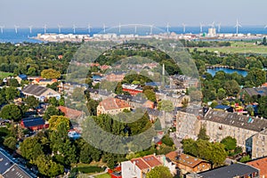 Aerial view of Freetown Christiania in Copenhagen, Denma