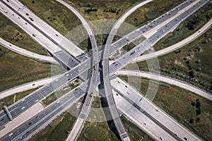 Aerial View of Freeway Overpass in Toronto, Canada, Urban Planning and Transportation Concept