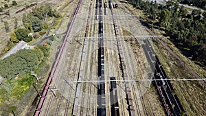 Aerial View of a Freight Rail Yard in Operation