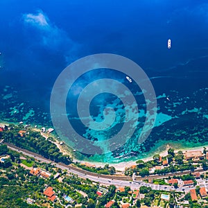 Aerial view of French Riviera coast near of Nice, Cote d`Azur, France, Europe