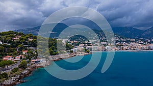 Aerial view of The French Riviera at Menton, France