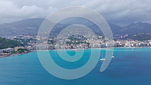 Aerial view of The French Riviera at Menton, France.