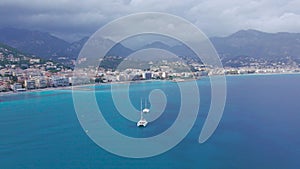 Aerial view of The French Riviera at Menton, France.