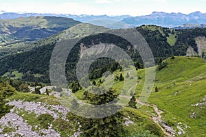 Aerial view on the french town of gresse en vercors