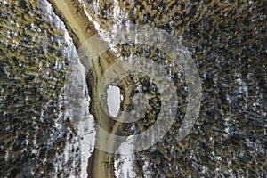 Aerial view of Fresh Water stream in Michigan upper peninsula