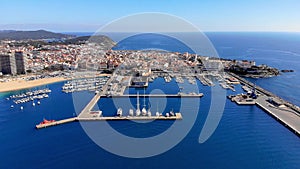 Aerial view fron small Spanish town Palamos in Cosat Brava