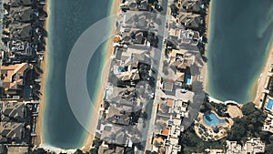 Aerial view of the frond of the Palm Jumeirah island, UAE