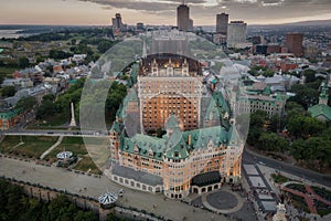 Aerial View of Frontenac Castle in Quebec City, Canada