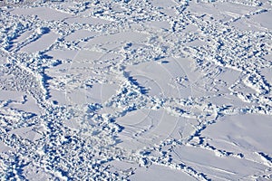 Aerial view of frozen Arctic Ocean