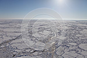 Aerial view of frozen Arctic Ocean