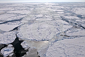 Aerial view of frozen Arctic Ocean