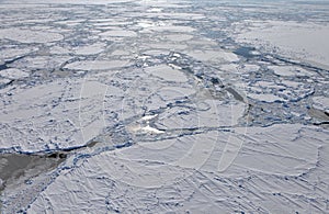 Aerial view of frozen Arctic Ocean