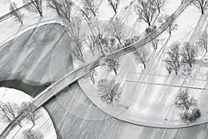 Aerial View of Frozen Lake