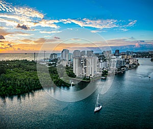Aerial View of Ft. Lauderdale, Florida, USA Skyline