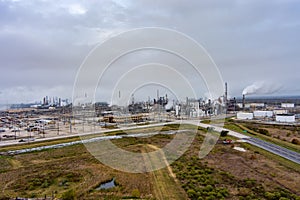 Aerial view of a Fuel Refinery at Port Arthur Texas.