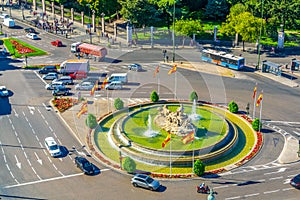 Aerial view of fuente de cibeles fountain at Madrid, Spain photo