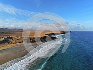 Aerial view of Fuerteventura beach photo