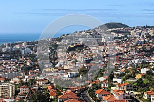 Aerial view of Funchal,the capital of Madeira Island,Portugal,on the coast of Atlantic Ocean. One of Portuguese main