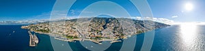 Aerial view Funchal city in Madeira island Portugal. located in Atlantic ocean