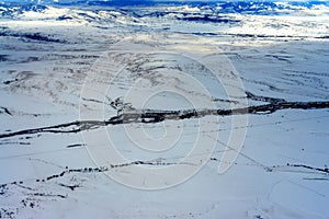 Aerial view Gallatin River Boseman Montana photo