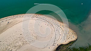 Aerial view of the Galon d`Or beach, La Tremblade, Charente Maritime