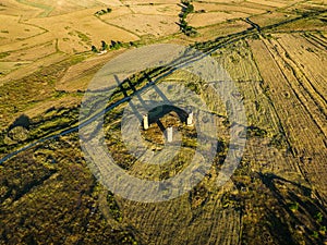 Aerial view of Galvez ruins at dusk