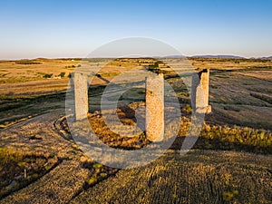 Aerial view of Galvez ruins at dusk