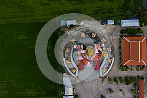 Aerial view of The Ganesha idol enshrined in temple thailand.