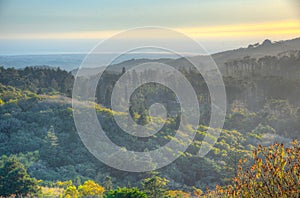 Aerial view of gardens of the national palace of Pena, Sintra, L