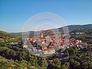 Aerial view of Garganta la Olla located in Extremadura Spain