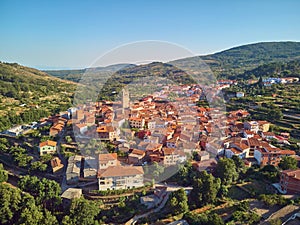 Aerial view of Garganta la Olla located in Extremadura Spain