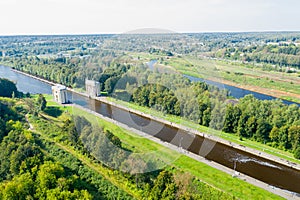 Aerial view of the gateway on the Moscow Canal