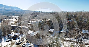 Aerial view of Gatlinburg during winter time 4k