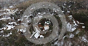 Aerial view of Gatlinburg during winter time 4k