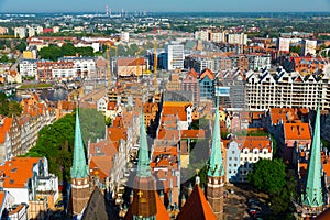 Aerial view of Gdansk with Bazylika Mariacka photo