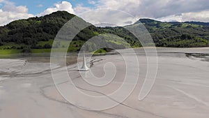 Aerial view of Geamana Lake in Apuseni Mountains