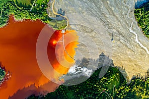 Aerial view of Geamana village toxic waste lake from coper mine photo
