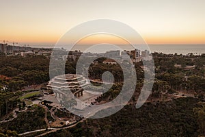 Aerial view of Geisel library and UCSD campus