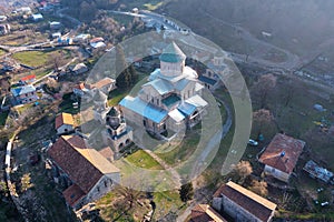 Aerial view of Gelati Monastery complex near Kutaisi, Georgia