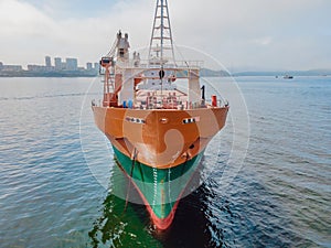 Aerial view of general cargo ship in open sea, Aerial image